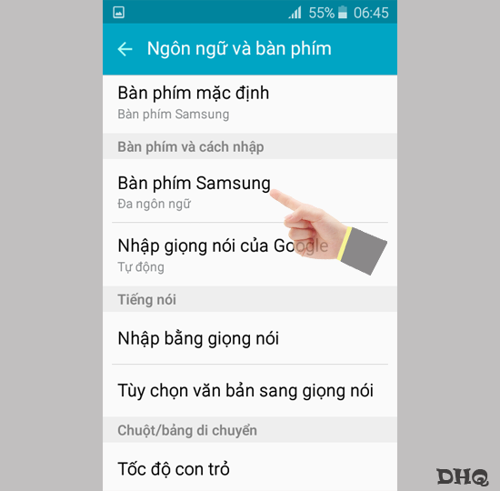 Chọn bàn phím Samsung